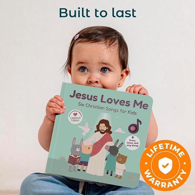 Cali's Books Jesus Loves Me Music Book Toddlers 1-3 Years Old - Christian Musical Book, Headphone Jack, Interactive Baby Sound Book, Singing Toy Children Girls Learning Song Toy Toddler Boys