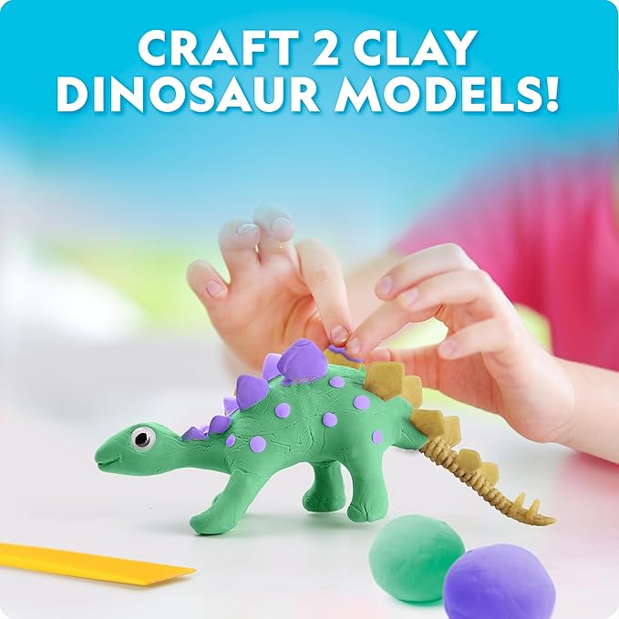 National Geographic Giant Dinosaur Egg Activity Kit – 15+ Dino Crafts, Painting Cars, Clay Models, Dig Brick, Stickers & Learning Guide, Dinosaur Science Toy for Boys & Girls