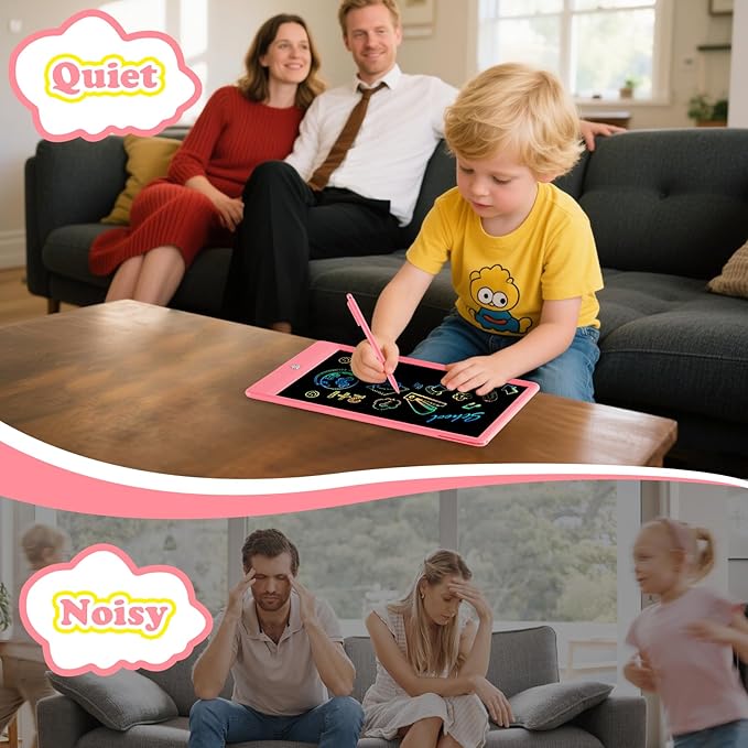 EooCoo LCD Writing Tablet for Kids, 10 Inch Colorful Doodle Board Drawing Pad 2 Pack, Learning Toys for Toddlers, No Mess Coloring Books for Travel, Stocking Stuffers for Toddler