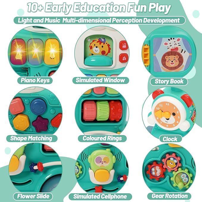 3 in 1 Baby Walker Activity Center Learning Fist-Step Push Toys, Sit-to-Stand Learning Walker Early Educational with Music Panel for Infant Toddler 6+ Months