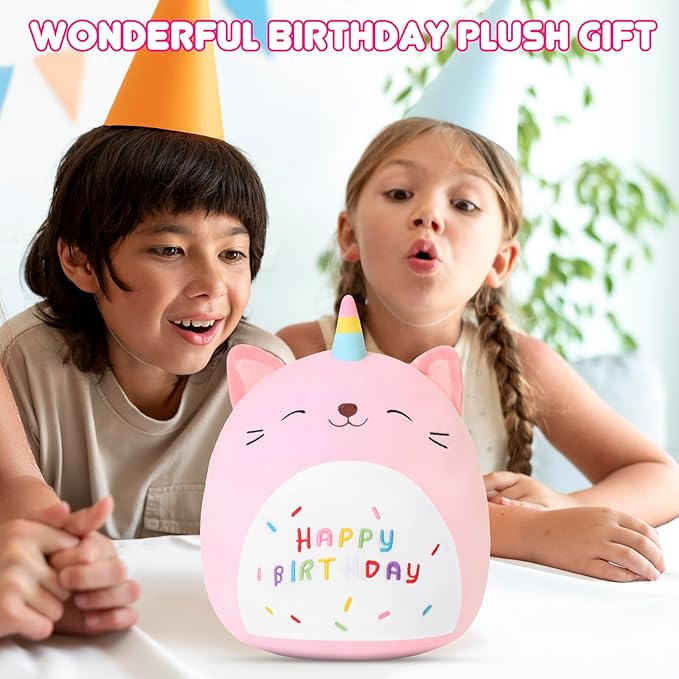 SQEQE Unicorn Cat Plush Kawaii Birthday Cat Plushies Pillow Cat Stuffed Animal Toy Soft Plushie Doll Gifts for Kids Decor(Caticorn, 8 Inch)