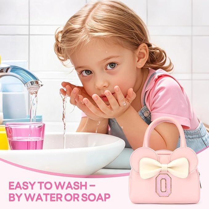 Kids Real Makeup Kit for Girls - 18Pcs Non-Toxic Washable Make Up Toys with Initial Toddler Purse - Personalized Birthday Gifts for Age 3 4 5 6 7 8 9 10 Years Old Girls Vanity Set - O