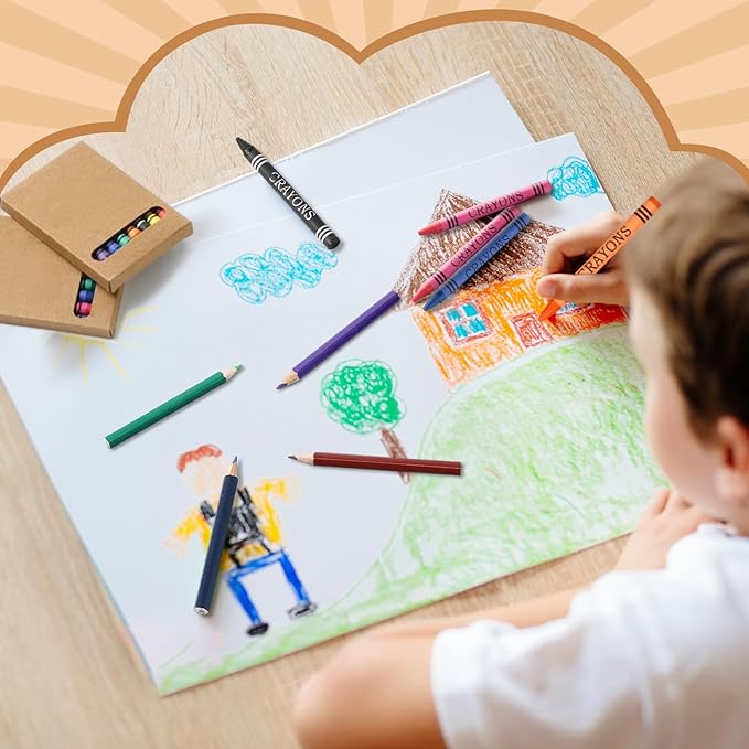 10 Sets Colored Pencils Pre-sharpened and Crayons Bulk Christmas Back to School Supplies, Holiday Bundle in Box Mini Pencils Crayons Bulk Teacher Supplies, Cute Xmas Back to School Gifts