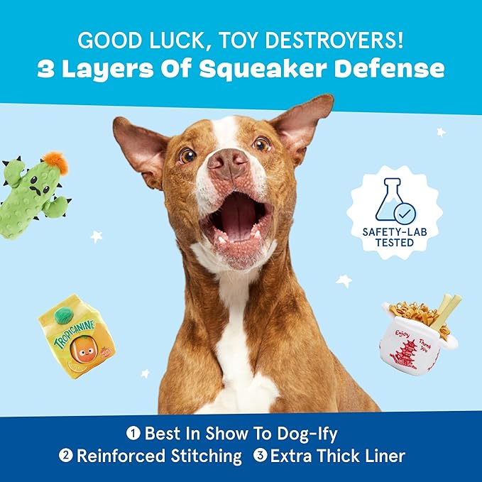 Barkbox Consuela The Cactus 2-in-1 Interactive Plush Dog Toy - Squeaky Dog Chew Toy with Crinkle Layers - for Large Dogs and Puppies