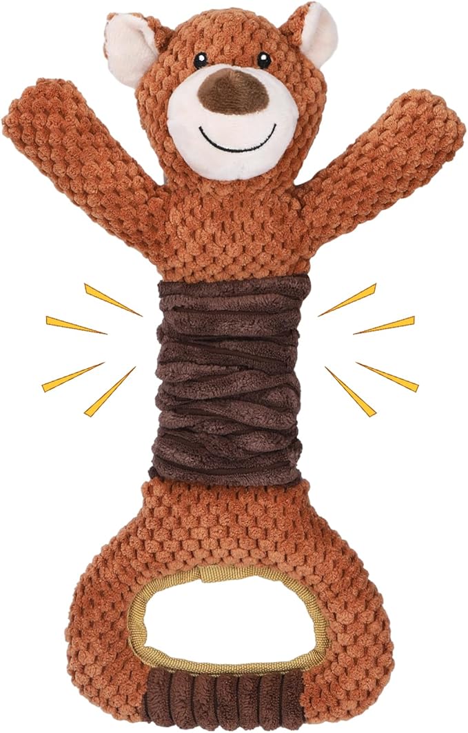 Squeaky Dog Toys - Plush Tug of War with Crinkle Paper, Interactive Pull Toy for Puppies to Large Dogs
