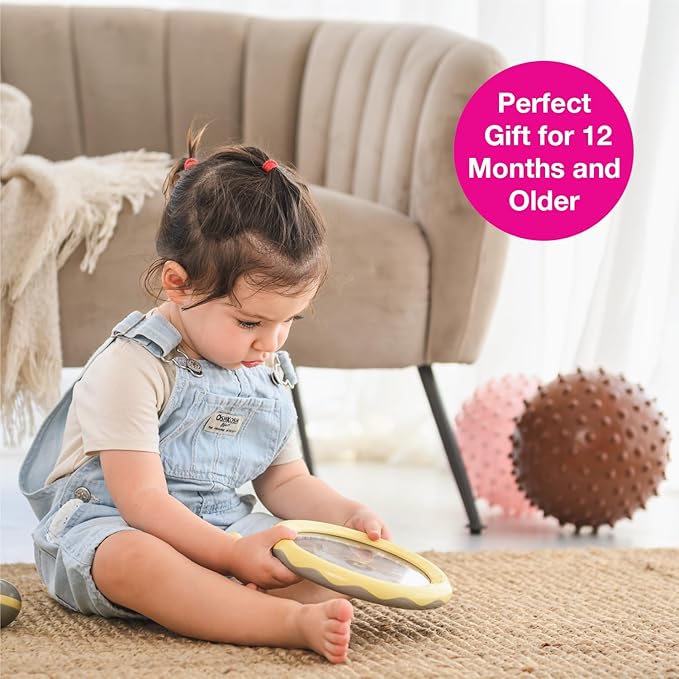 Edushape Jungle World Drum for Baby - Set of 1 Baby Drum Toy for Toddlers 1-3 - Small Drums Musical Toy for Babies 1 Year Old and Up, Soothing Sounds, Fun Tummy Time and Sensory Development