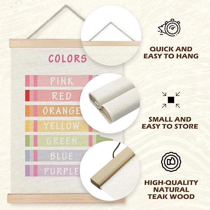 Supwhd Shapes Colors Posters for Classroom Wall, Shapes Colors Learning Poster Hanger Frame Wall Decor for Classroom Nursery Kids Room Playroom Preschool Decor, 12x16 Set of 2（Pink）