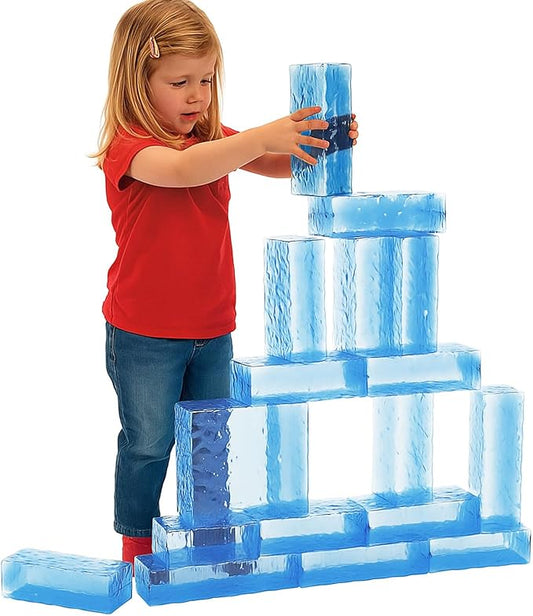 Civaner 20 Pcs Ice Blocks for Kids - Ice Building Blocks Toys Hollow Stacking Bricks Engineering Accessories Gifts for Christmas Winter (Large)