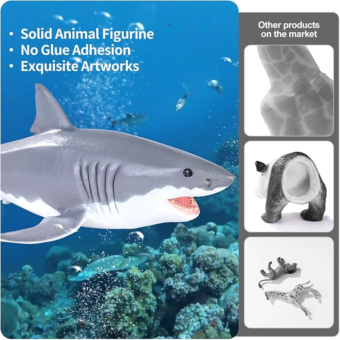 10PCS 5-8" Shark Toys for Toddlers, Large Sea Ocean Animals Bath Toys for Kids, Shark Figurines Cake Toppers Birthday Party Favors & Gifts for Kids