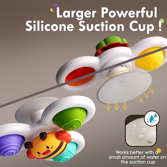 ALASOU 3PCS Pop Suction Cup Spinner Toys for 1 Year Old Boy Girl|Novelty Spinning Tops Toddler Stocking Stuffers|Baby Bath Toy for Kids Ages 1-3|1 Year Old Boy Christmas Birthday Gift for Infant