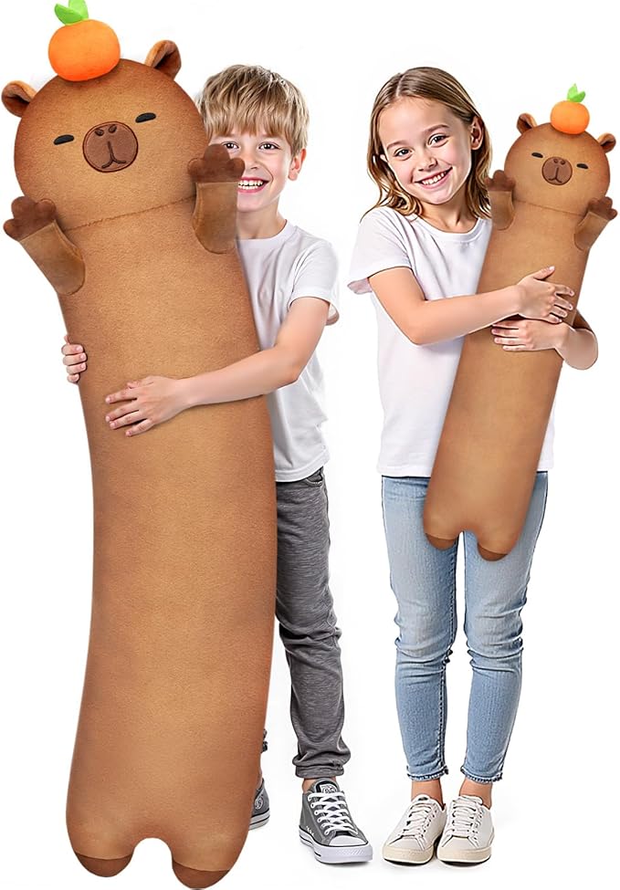 Mewaii Long Capybara Plush 5 Sizes, 120% Extra Filling Giant Plushness Kids Body Pillow, Kawaii Cute Capybara Stuffed Animals Plushies, Big Long Body Pillow Cat Plush Gift for Girls 20”