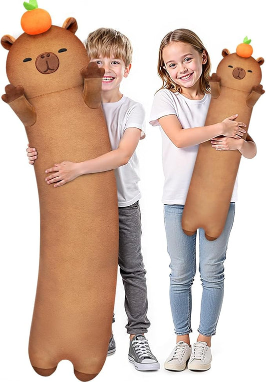 Mewaii Long Capybara Plush 5 Sizes, 120% Extra Filling Giant Plushness Kids Body Pillow, Kawaii Cute Capybara Stuffed Animals Plushies, Big Long Body Pillow Cat Plush Gift for Girls 20”