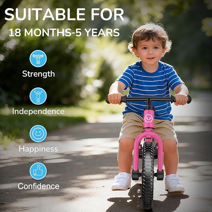 Umatoll Toddler Balance Bike 2 Year Old, Kids Bike Toy for 18 Months to 5 Years Old, Tool-Free Adjustment, Birthday Gifts for 2-3 Boys Girls, No Pedal