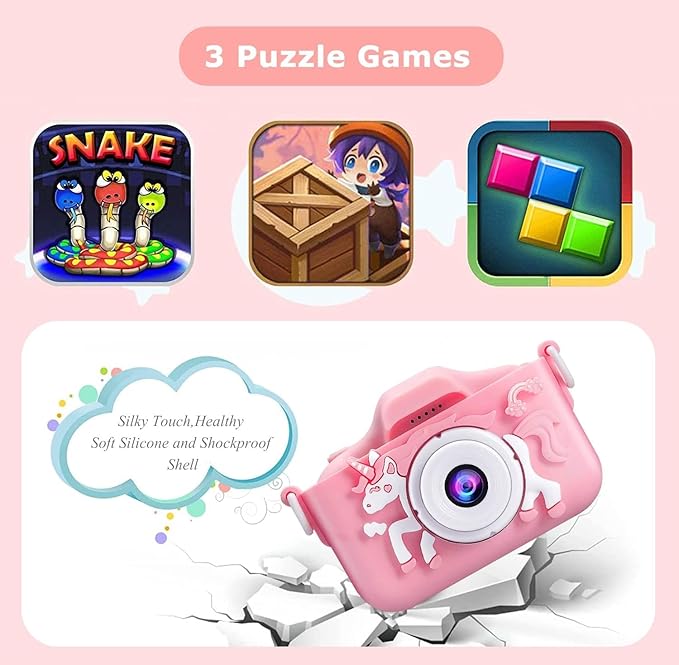 Portable Digital Camera with Silicone Cover - Compact Video Recording Device with 2.0" Screen, 32GB Memory, Fun Gift for Travel & Everyday Use (Pink)