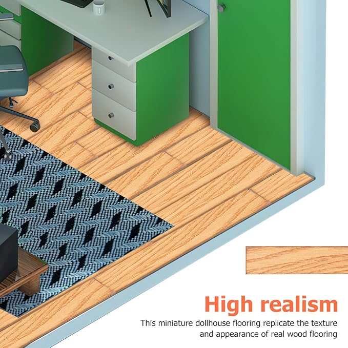 40 Pcs Miniature Dollhouse Flooring Light Brown Wood Floor Tiles for 1:12 Scale Dollhouse DIY Mini House Accessories