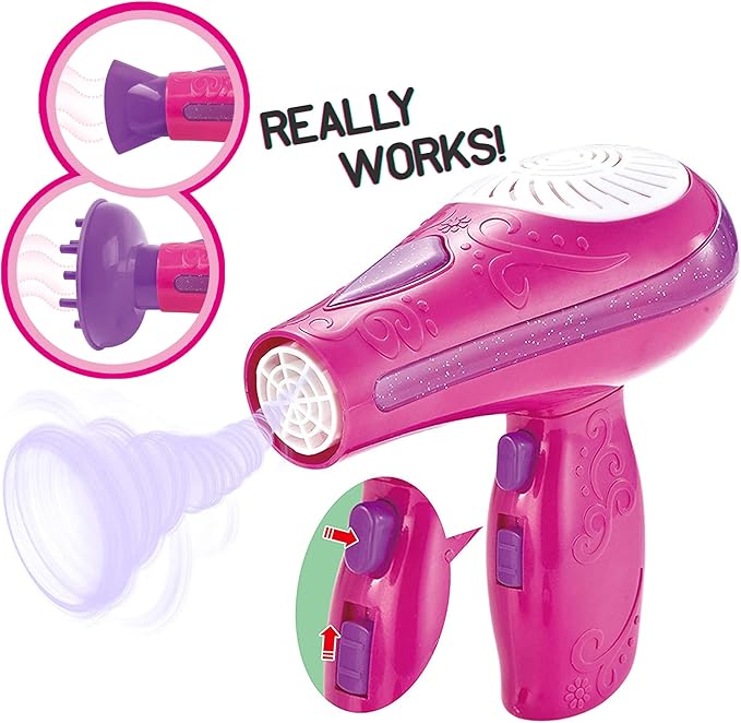 Bettina Vogue Beauty Hair Salon Fashion Pretend Play Set with Hairdryer, Mirror, Styling Accessories