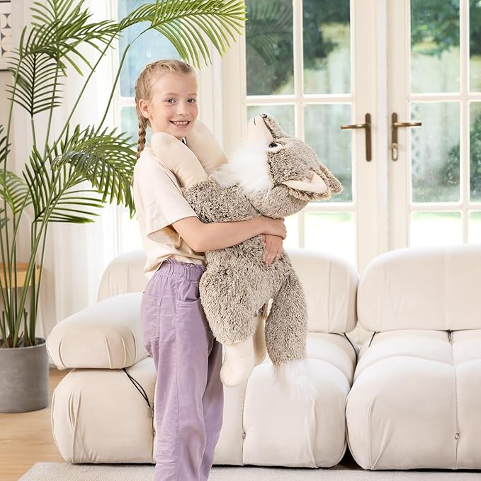Giant Wolf Stuffed Animal 30", Super Soft Jumbo Plush Toy, Big Fluffy Plushie Gift for Birthdays & Christmas
