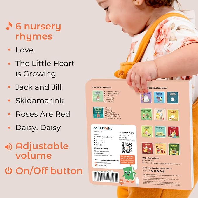 Cali's Books Music Books for Toddlers 1-3 Years Old - Interactive Sound Baby Book for Baby Girls, Musical Toy for 1 Year Olds, Singing Valentine's Day Song Toys, Button Board Book