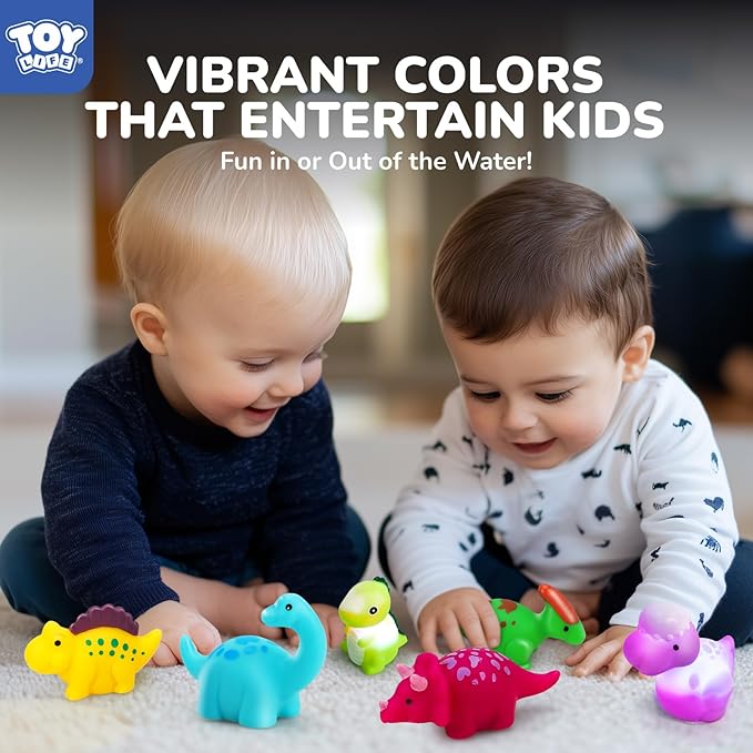 TOY Life 6 PCS Dinosaur Light Up Bath Toys for Kids Ages 4-8, No Hole Glow Bath Toys for Kids, Baby Toddler Bath-Time Christmas Birthday Gifts for Grandkids, Boys, Ideal for Shower, Bathtub, Pool