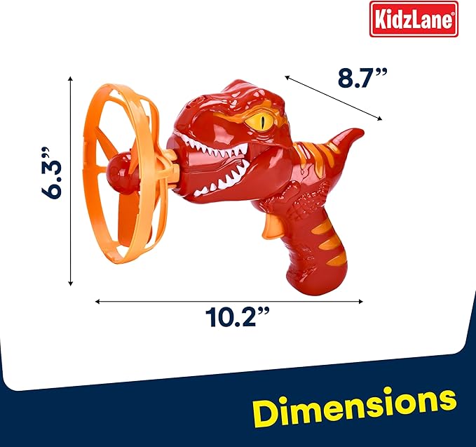 Kidzlane Dino Bubble Blower - Super Fun Handheld Bubble Blower Gun - Dinosaur Toy for Kids, Toddlers - Bubble Machine Turns into a Fan - for Parties, Easter Baskets, and Bathtime Fun - Ages 4-8