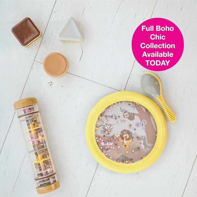 Edushape Jungle World Drum for Baby - Set of 1 Baby Drum Toy for Toddlers 1-3 - Small Drums Musical Toy for Babies 1 Year Old and Up, Soothing Sounds, Fun Tummy Time and Sensory Development