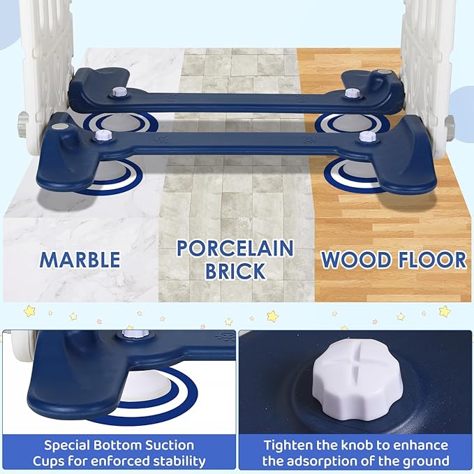 Arlopu 7 in 1 Toddler Slide and Swing Set, Kids Climber Playset with Ball & Hoop, Telescope, Suction Cup Reinforced Base, Baby Indoor Outdoor Playground (Dark Blue)