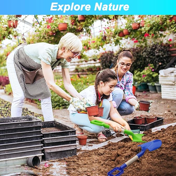 Dilabnba Beach Sand Toys Shovels for Kids Adults, 16inch/40cm Toddler Garden Beach Sand Spade Shovels for Digging Snow, Plastic Garden Sandbox Toy Set with Long Wooden Handled(2PCS)