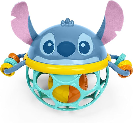 Disney Baby Stitch Oball Rattle by Bright Starts, Easy Grasp Baby Toy with Jingle Ball, Sensory Rattle for Newborn Infant 0-6 Months, Baby Toys 3-6 Months