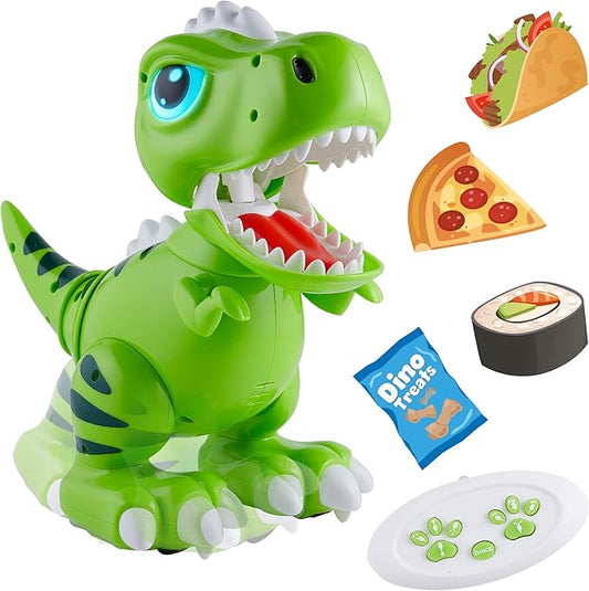 Robo Pets T-Rex Dinosaur Toy for Boys and Girls- Remote Control Robot Toy with LED Light Eyes, Interactive Hand Motion Gestures, STEM Programmable Treats Toys, Walking, Dancing Robot Dinosaur for Kids