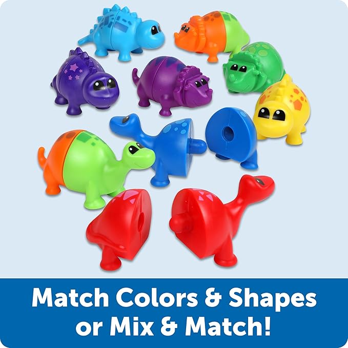 Learning Resources Snap-n-Learn Matching Dinos - Dinosaur Toys, Mini Plastic Figures, Sensory Bin, Toddler Travel Games, Shape Sorter, Preschool, Fine Motor Skills, Montessori Counting