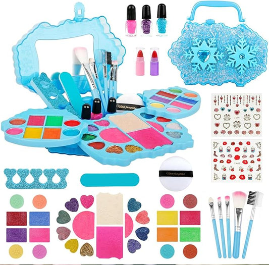 Kids Makeup Kit for Girl Toys - Real Washable Cosmetic Set for Girls 5-8, Frozen Toys Toddler Makeup Kit, Princess Dress up Christmas & Birthday Gifts for 3-8 Year Old Girls