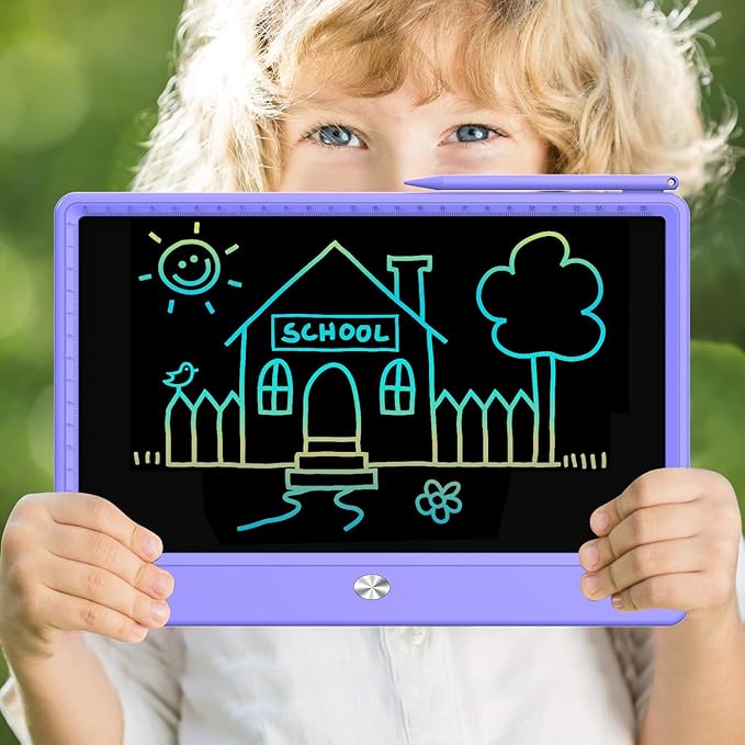 FLUESTON LCD Writing Tablet, Doodle Board Toys Gifts for 3-8 Year Old Girls Boys, 12 Inch Colorful Electronic Board Drawing Pad for Kids, Christmas Gifts for Toddler Educational Learning Travel,Purple