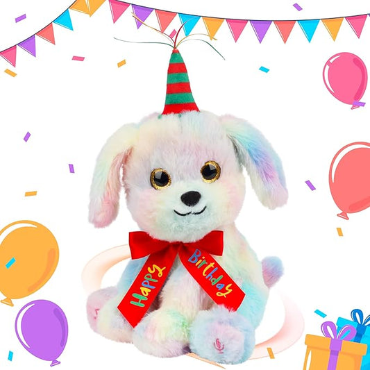Cuteoy Musical Birthday Dog Repeat What You Say Interactive Animated Stuffed Animal Shaking Singing Dancing Turning Circle Puppy Plush Toy Electric Plushies Gifts for Kids Girls Boys Birthday