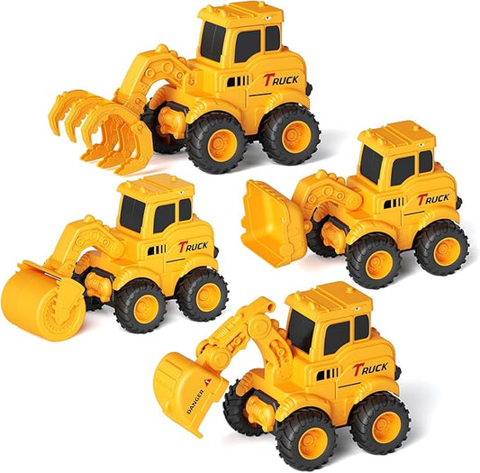 Construction Toys for 2 3 4 5 6 + Year Old Boys Kids Toddlers Girls, Sandbox Excavator Toy Trucks Construction Truck Toys Vehicles Bulldozer Road Roller Toy Christmas Birthday Gifts for Boys