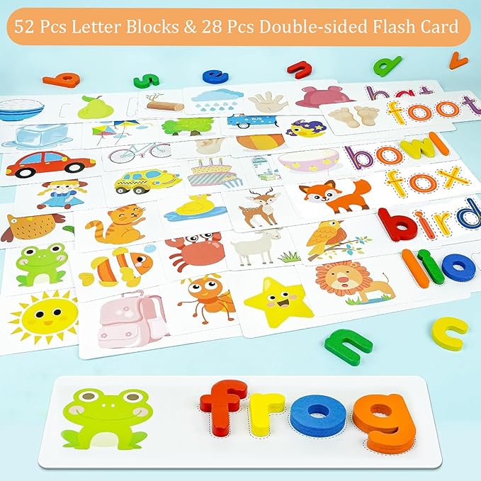 Montessori Math & Spelling Learning Toys for Kids 3+ Years -Wooden Number Counting Blocks, ABC Letter Matching Game, Math Manipulatives, Preschool Educational Toys, Homeschool Supplies, Gift for Kids
