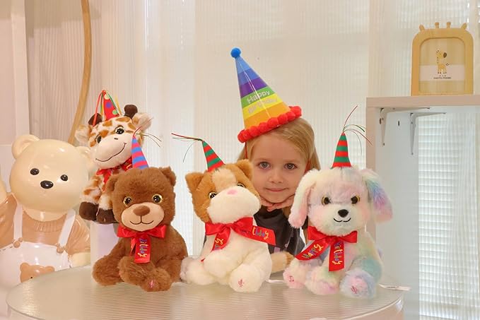 Cuteoy Musical Birthday Cat Repeat What You Say Interactive Animated Stuffed Animal Shaking Singing Dancing Turning Circle Kitten Plush Toy Electric Plushies Gifts for Kids Girls Boys Birthday