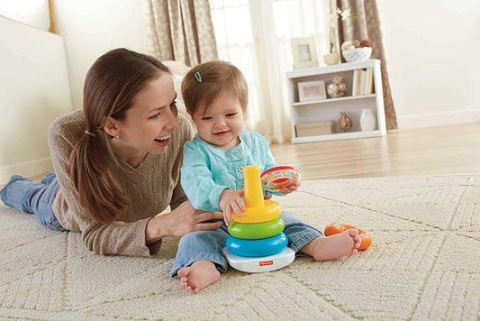Fisher-Price Baby’s First Blocks & Rock-a-Stack Toy Set, Bucket of 10 Shapes & Ring Stacking Activity for Developmental Play Ages 6+ Months (Amazon Exclusive)