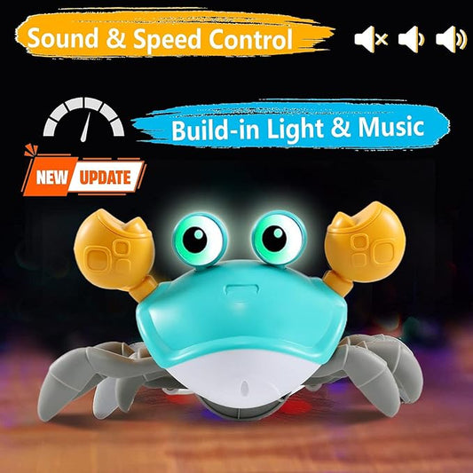 control future Crawling Crab Baby Toy - Infant Tummy Time Toys 3 4 5 6 7 8 9 10 11 12 Babies Boy 3-6 6-12 Learning Crawl 9-12 12-18 Walking Toddler 36 Months Old Music Development 1st Birthday Gifts