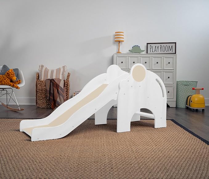 Avenlur Nima Indoor Slide - Elephant Shape Montessori Waldorf Style - Safe, Sturdy, and Reliable - Perfect Indoor Play Space for Developing Motor Skills and Balance in Toddlers and Kids Ages 1 to 5yrs