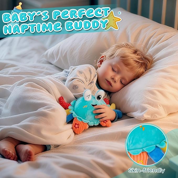 Baby Toys 1 Year Old 12-18 Months, Crawling Crab Baby Plush Toy, Musical Tummy Time Toys, Dancing Moving Bouncing Recording Sensory Toys for 1 2 3 Year Old Boy Girl Gifts