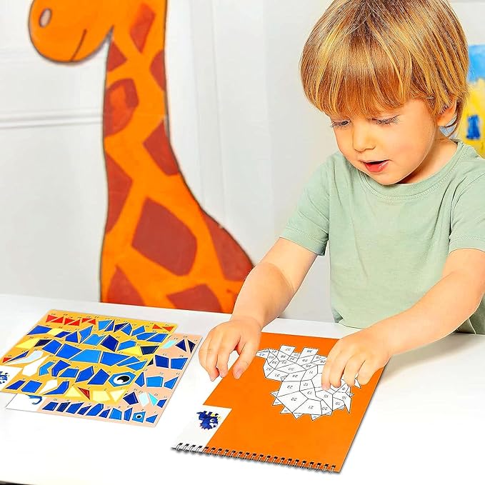 Sticker by Number for Kids Ages 4-8, 8-12 Stickers for Kids Animals Ocean Horse Dinosaurs Sticker Paint Puzzle Activity Books for Kids Girls Boys Birthday Party Favors Travel Toys