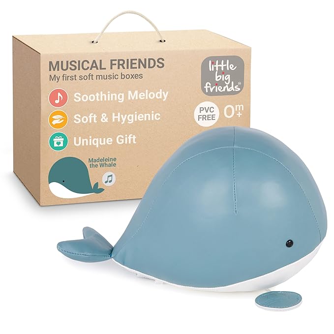 Little Big Friends Musical Baby Toy – Soft Plush Pull-String Cord Classical Toy for Baby & Toddlers | Soothing Stuffed Cuddly Animal Gift | Madelaine The Whale