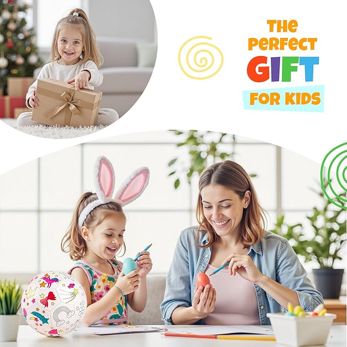 EVERICH Paint Your Own Soccer Ball with Markers, Toddler Arts and Crafts Kits Soccer Gifts for Girls Boys, Size 3 Unicorn Toys Coloring Custom Soccer Ball Game Birthday Gifts for Kids 3 4 5 6-8 8-12