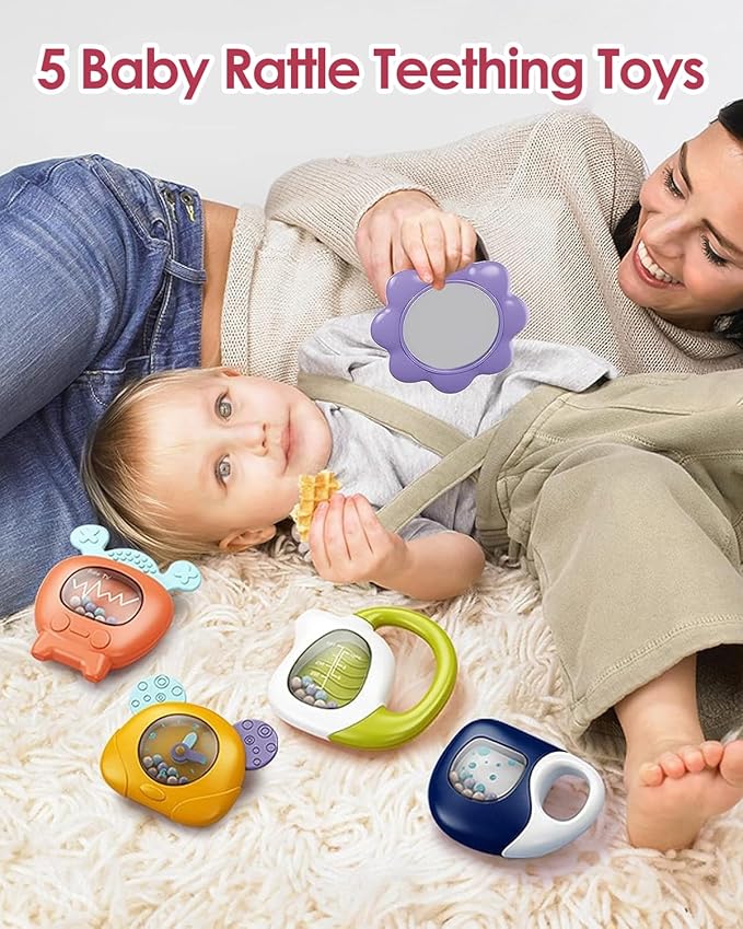 dearlomum Baby Play Mat Baby Gym,Funny Play Piano Tummy Time Baby Activity Mat with 5 Infant Sensory Baby Toys & 2 Baby Book Toys, Boy & Girl Gifts for Newborn 0 to 3 6 9 12 Months(Pink)