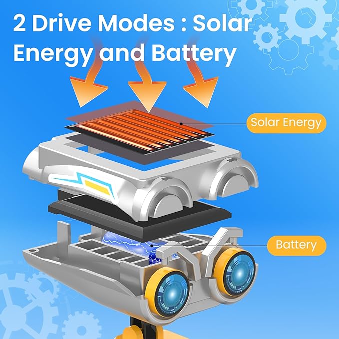 Sillbird Solar Robot Building Kit Christmas STEM Gift for Boys Aged 8-14, 21 in 1 DIY Science Educational Sets for Kids Teens Birthday, Battery or Sun Powered Buildable Robotic Toys with 211 Pieces