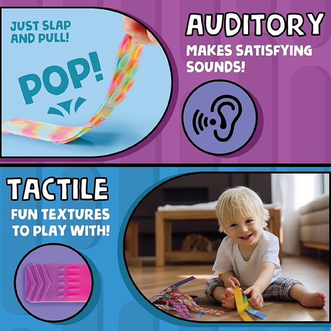 BUNMO Stocking Stuffers for Kids - Stretchy Sensory Strings - Sensory Toys for Kids - Toddler Stocking Stuffers - Hours of Fun - Sensorial Suction - 6 Pack