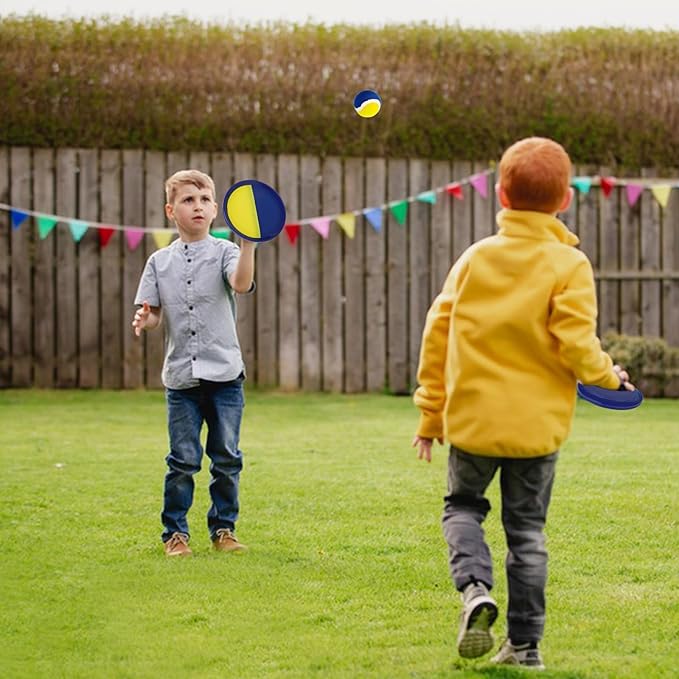 Ball Catch Paddle Set Games - Upgraded Version Beach Toys Pool Backyard Camping,Outdoor Game,Toss Catch for Ages 3 4 5 6 7 8-12,Kids Family Games Gifts (4 Rackets 4Balls)