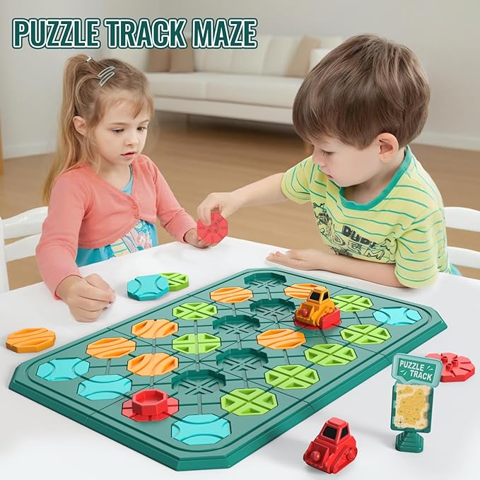 Kids STEM Board Games Educational Learning Toys，Logic Road Builder Games，Brain Teasers Puzzles Toys，Montessori Preschool Birthdays Gifts for Kids Ages 4 5 6 7 Year Old Boys Girls