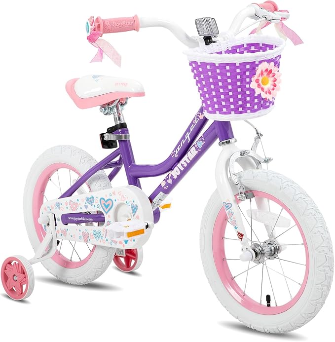 JOYSTAR Angel Girls Bike for Toddlers and Kids Ages 2-13 Years Old, 12 14 16 18 20 Inch Kids Bike with Training Wheels & Basket, 20 24 Inch Girls Bicycle with Handbrake & Kickstand