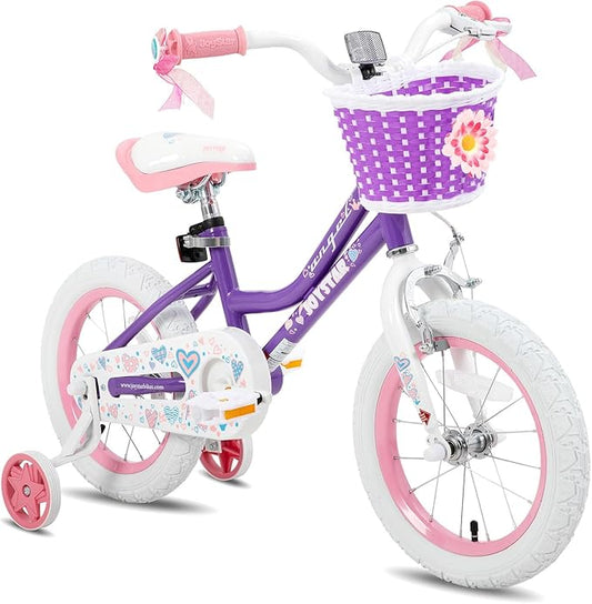 JOYSTAR Angel Girls Bike for Toddlers and Kids Ages 2-13 Years Old, 12 14 16 18 20 Inch Kids Bike with Training Wheels & Basket, 20 24 Inch Girls Bicycle with Handbrake & Kickstand